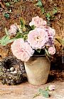 Still Life With Roses In A Vase And A Birds Nest by William Henry Hunt